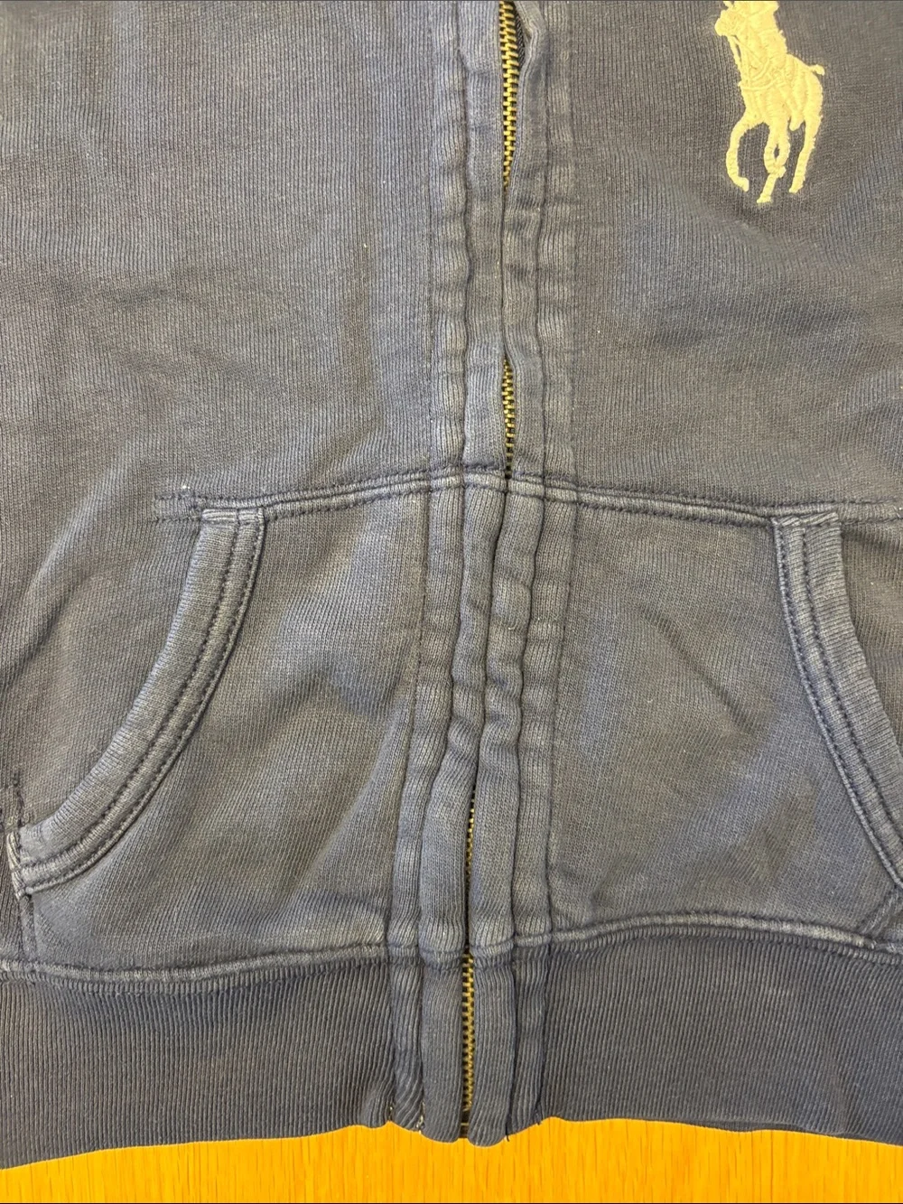 Polo Ralph Lauren Kids Navy Zip-Up Hooded Sweatshirt with Polo Pony - size 4/4T